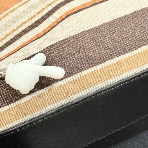 Vintage Kate Spade Striped Autumn Spice Brown Baguette Handbag Purse - Picture 7 of 14